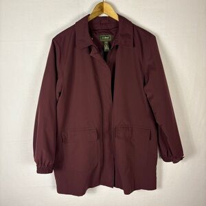 L.L. Bean Burgundy Red Chore Coat with Removable Wool Plaid Lining